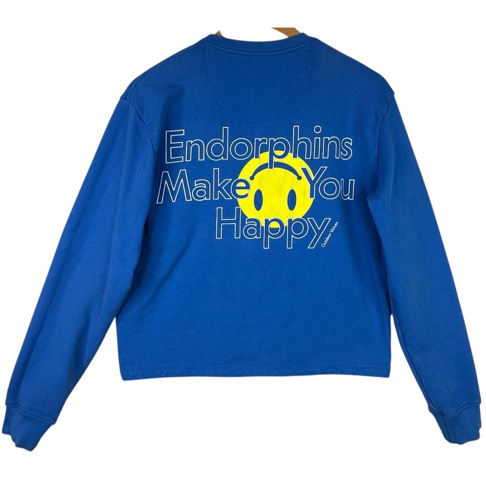 Outdoor Voices Blue Graphic‎ Sweatshirt "Endorphins Make You Happy" Women's XS
